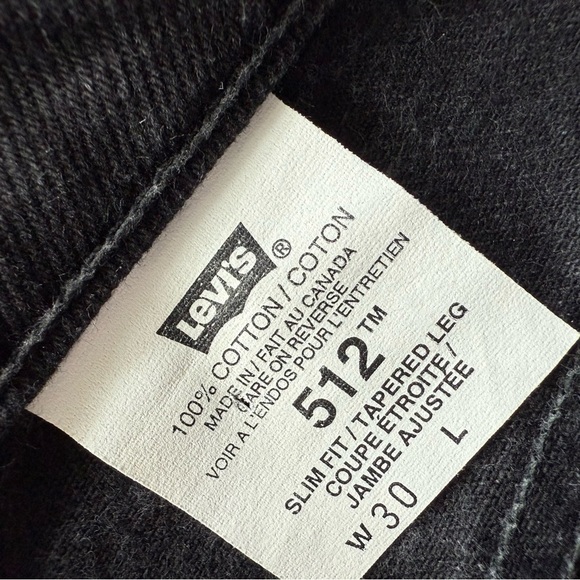 Vintage Levi's 512 High Rise Slim Fit Tapered Black Jeans Size 30 - Picture 9 of 14